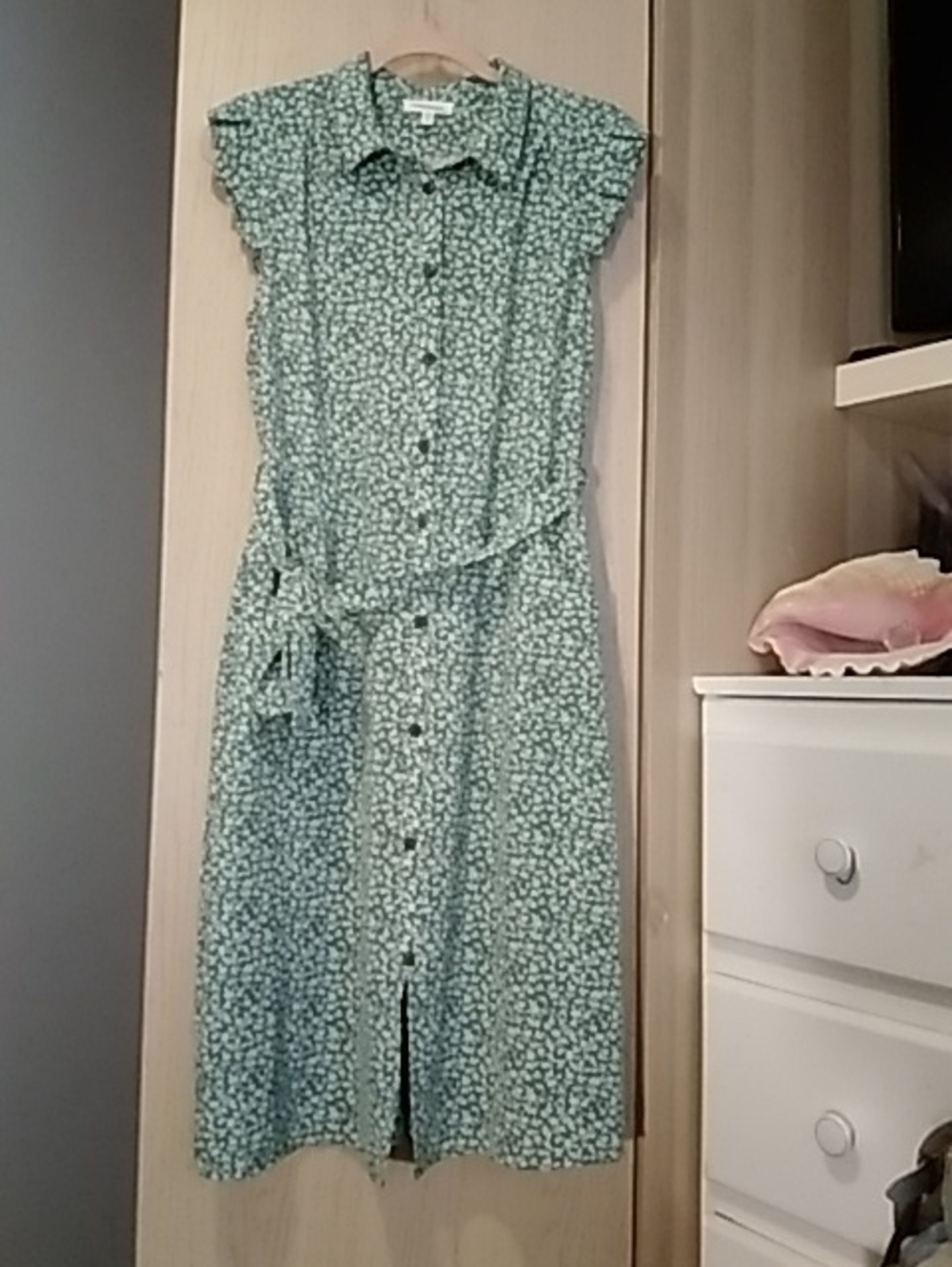 MONTEAU Los Angeles Green Floral Dress Sz L